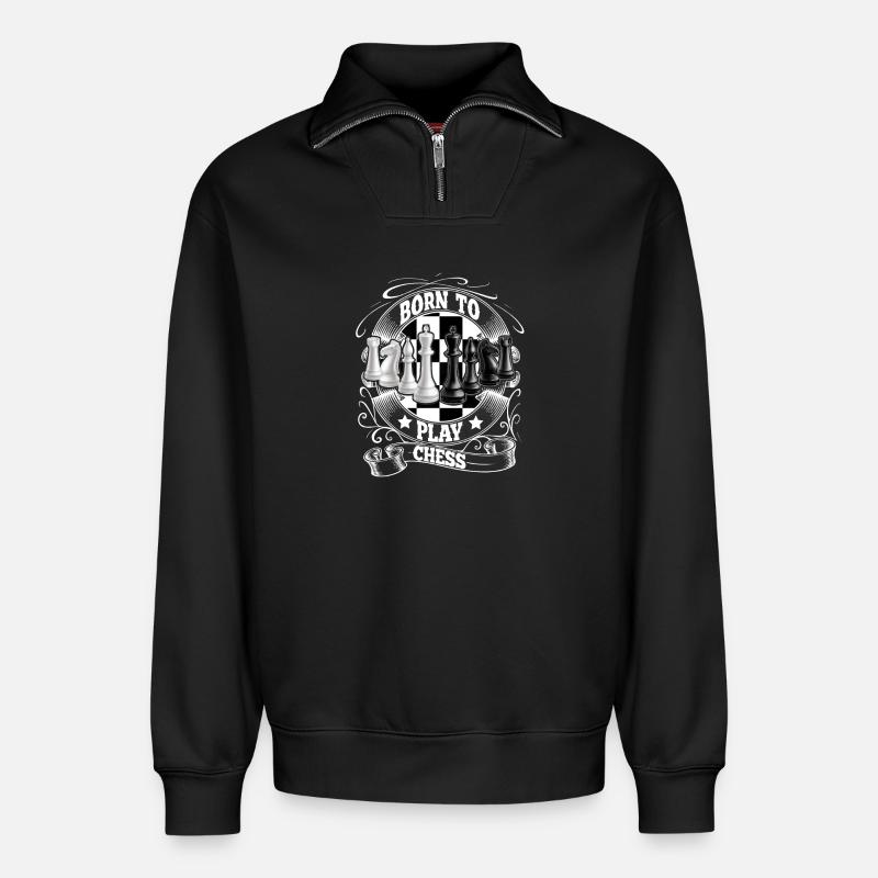 Chess - Relaxed Unisex Organic Half Zip Sweatshirt – by SPREAD - black