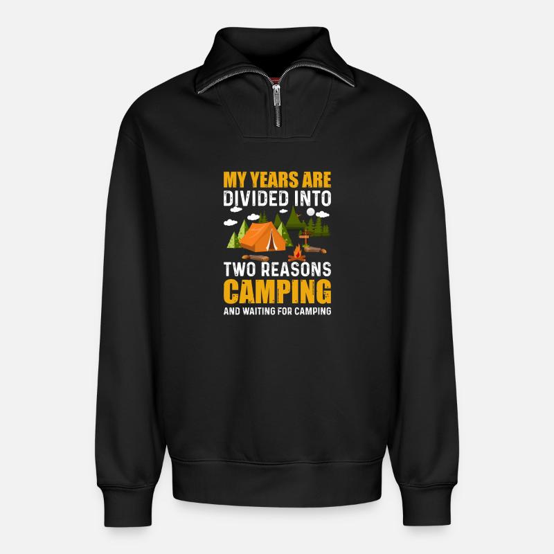 Camping - Relaxed Unisex Organic Half Zip Sweatshirt – by SPREAD - black