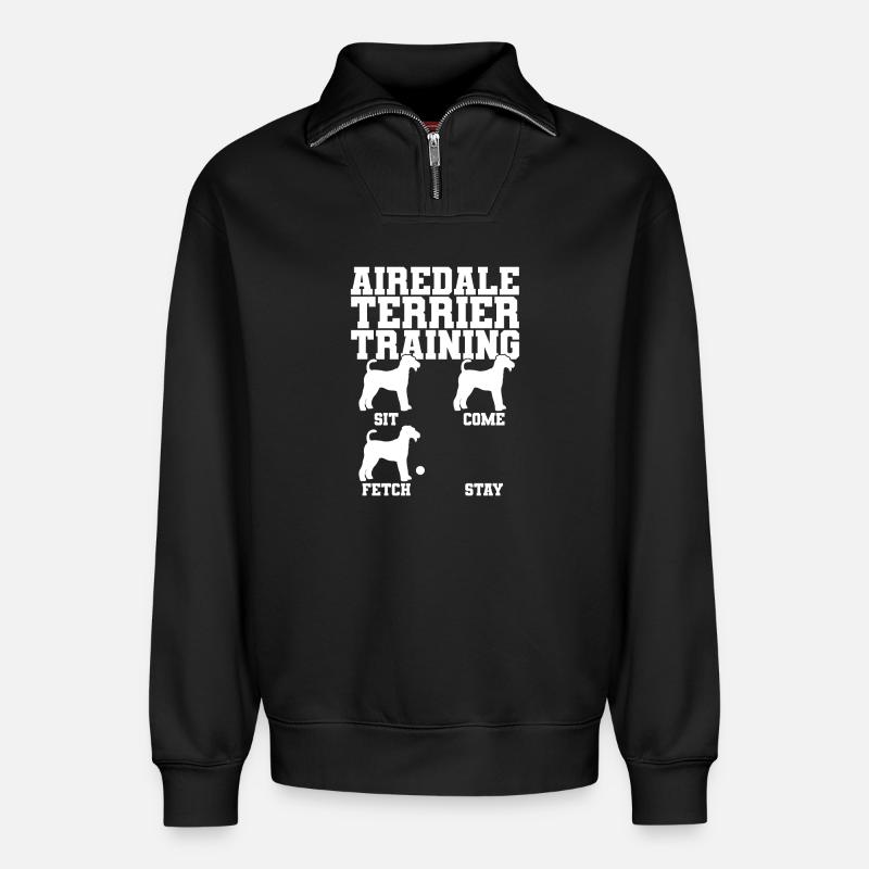Airedale Terrier Training - Relaxed Unisex Organic Half Zip Sweatshirt – von SPREAD - Schwarz