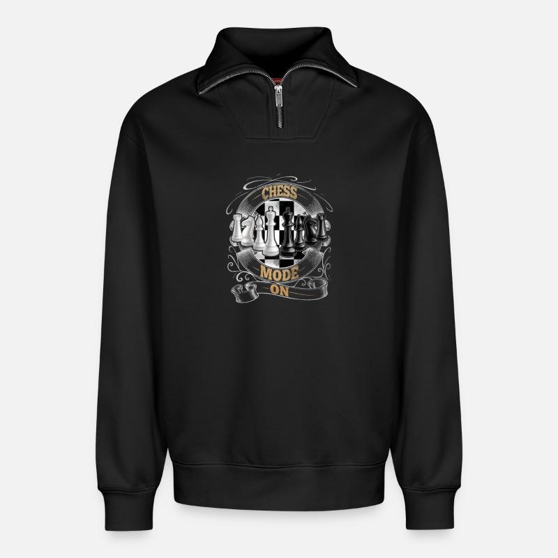Échecs - Sweat unisexe décontracté en coton biologique à demi-zip – de SPREAD - noir