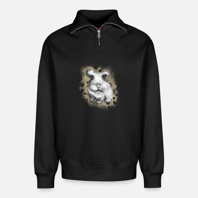Rabbit - Relaxed Unisex Organic Half Zip Sweatshirt – by SPREAD - black
