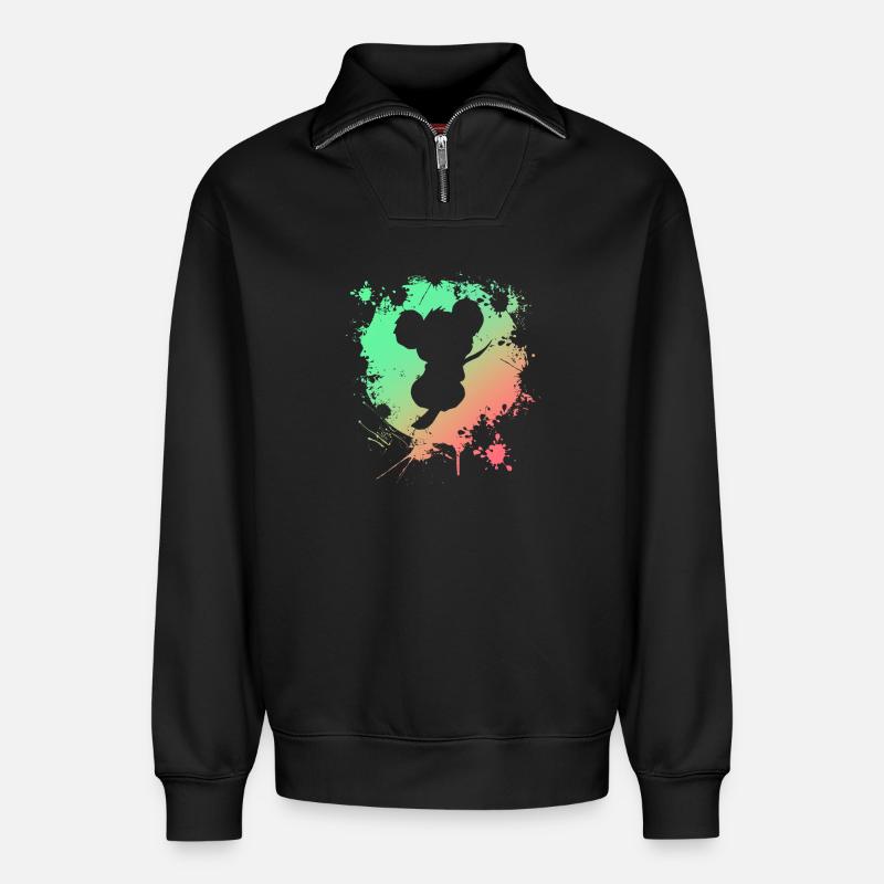 Koala - Sweat unisexe décontracté en coton biologique à demi-zip – de SPREAD - noir