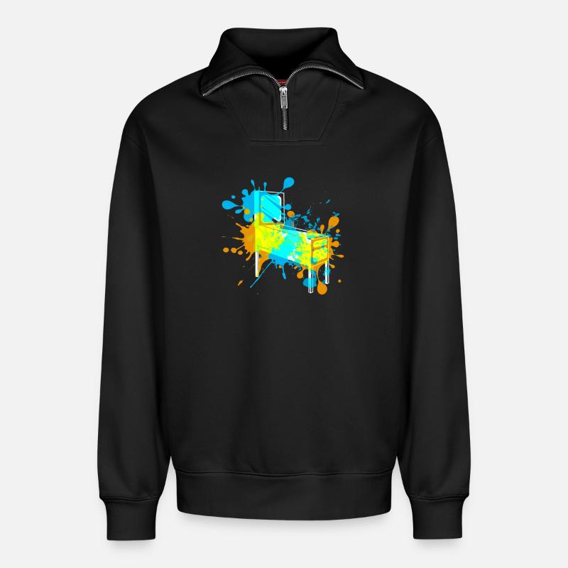 Pinball - Relaxed Unisex Organic Half Zip Sweatshirt – by SPREAD - black