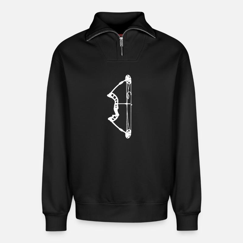 Bogenschießen Bogenjäger Bogenjagd - Relaxed Unisex Organic Half Zip Sweatshirt – von SPREAD - Schwarz