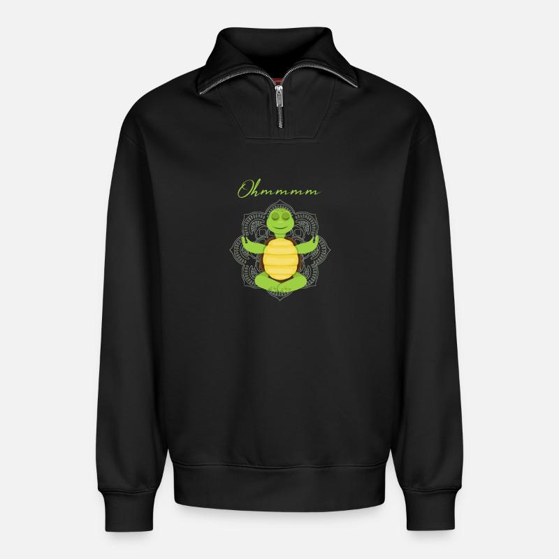 Schildkröte - Relaxed Unisex Organic Half Zip Sweatshirt – von SPREAD - Schwarz