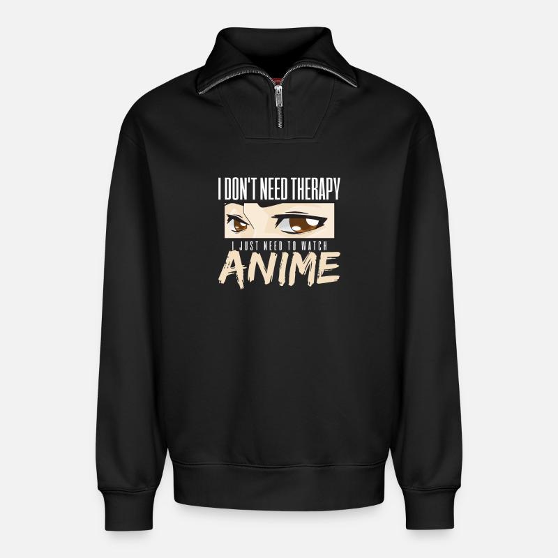 Anime - Relaxed Unisex Organic Half Zip Sweatshirt – von SPREAD - Schwarz
