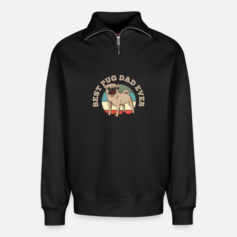 Mops - Relaxed Unisex Organic Half Zip Sweatshirt – von SPREAD - Schwarz