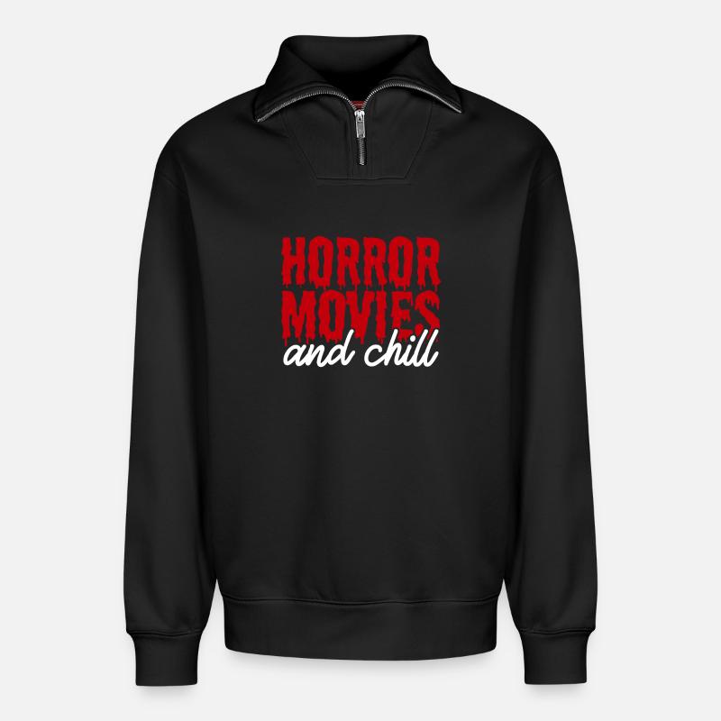 Horror-Filme - Relaxed Unisex Organic Half Zip Sweatshirt – von SPREAD - Schwarz