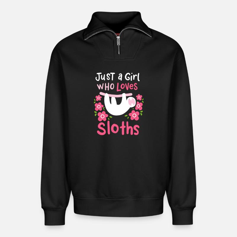 Sloth Sloth Lover - Relaxed Unisex Organic Half Zip Sweatshirt – by SPREAD - black