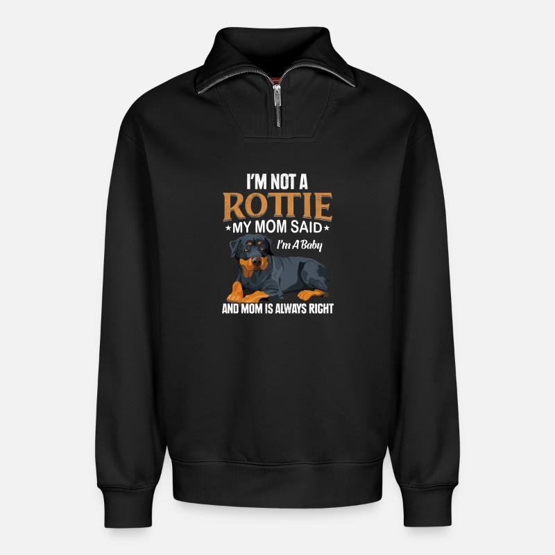 M. Rottweiler - Sweat unisexe décontracté en coton biologique à demi-zip – de SPREAD - noir