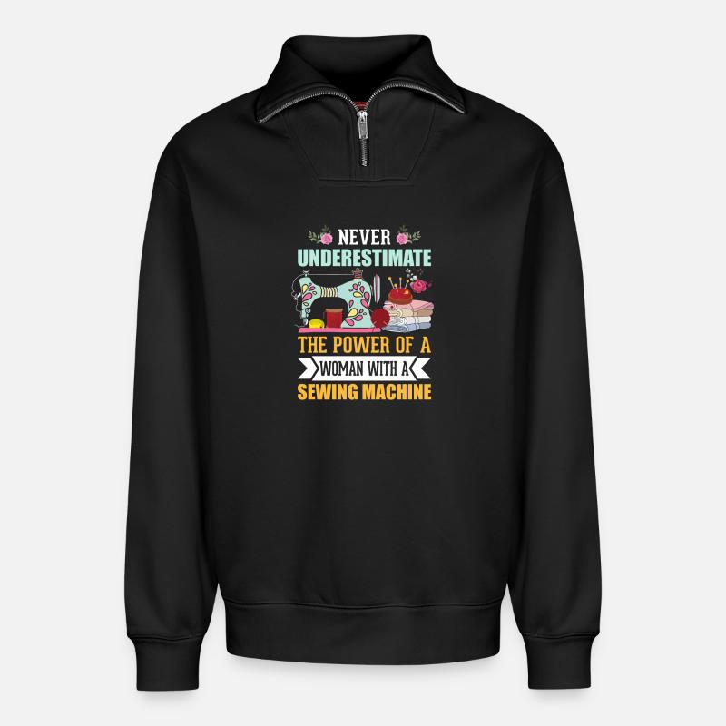 Nähen - Relaxed Unisex Organic Half Zip Sweatshirt – von SPREAD - Schwarz