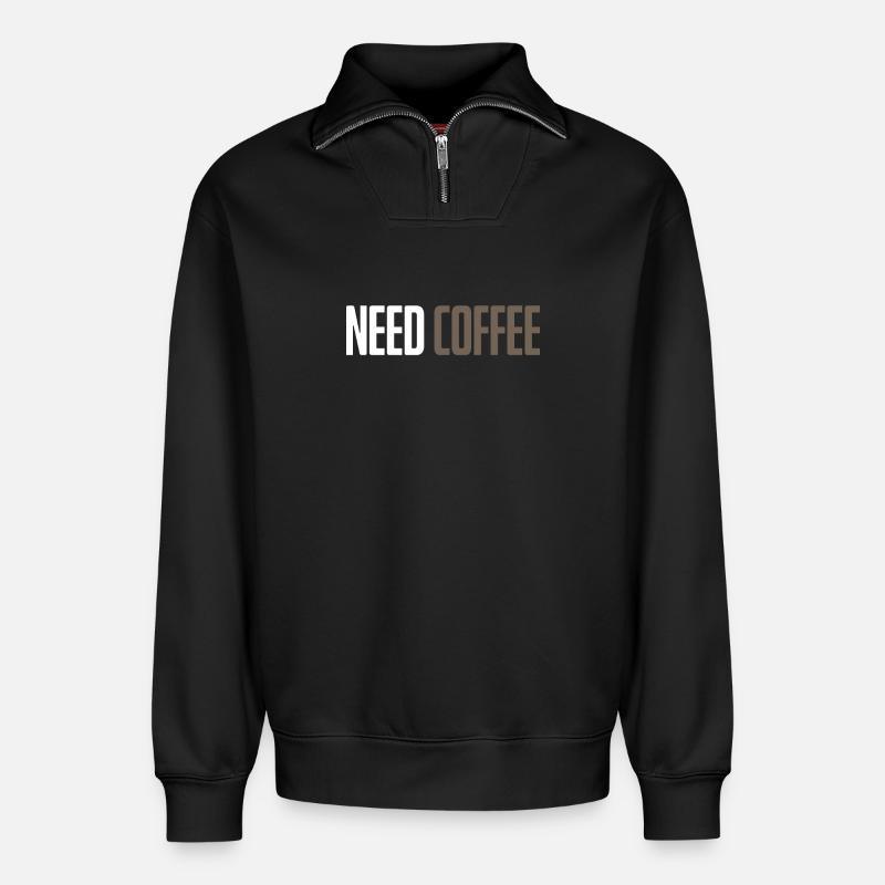 Kaffee - Relaxed Unisex Organic Half Zip Sweatshirt – von SPREAD - Schwarz