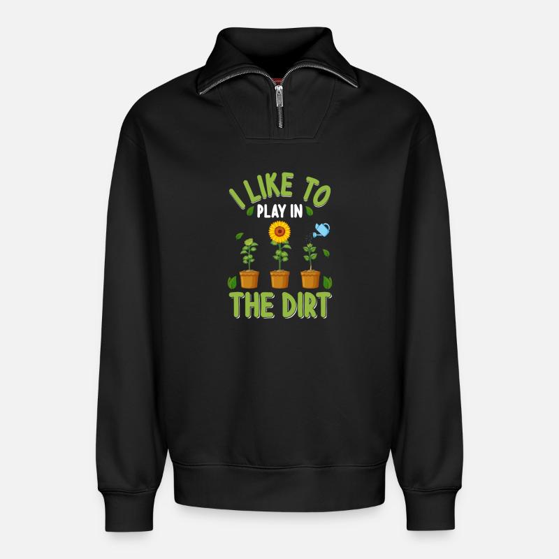 Gärtner Garten - Relaxed Unisex Organic Half Zip Sweatshirt – von SPREAD - Schwarz