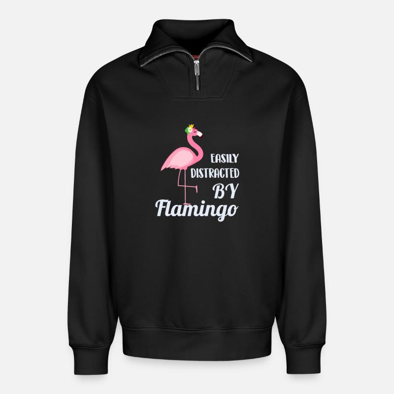 Flamingo - Relaxed Unisex Organic Half Zip Sweatshirt – von SPREAD - Schwarz