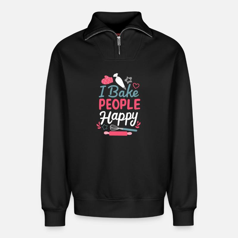 Backen Bäckerei Hobbybäcker - Relaxed Unisex Organic Half Zip Sweatshirt – von SPREAD - Schwarz