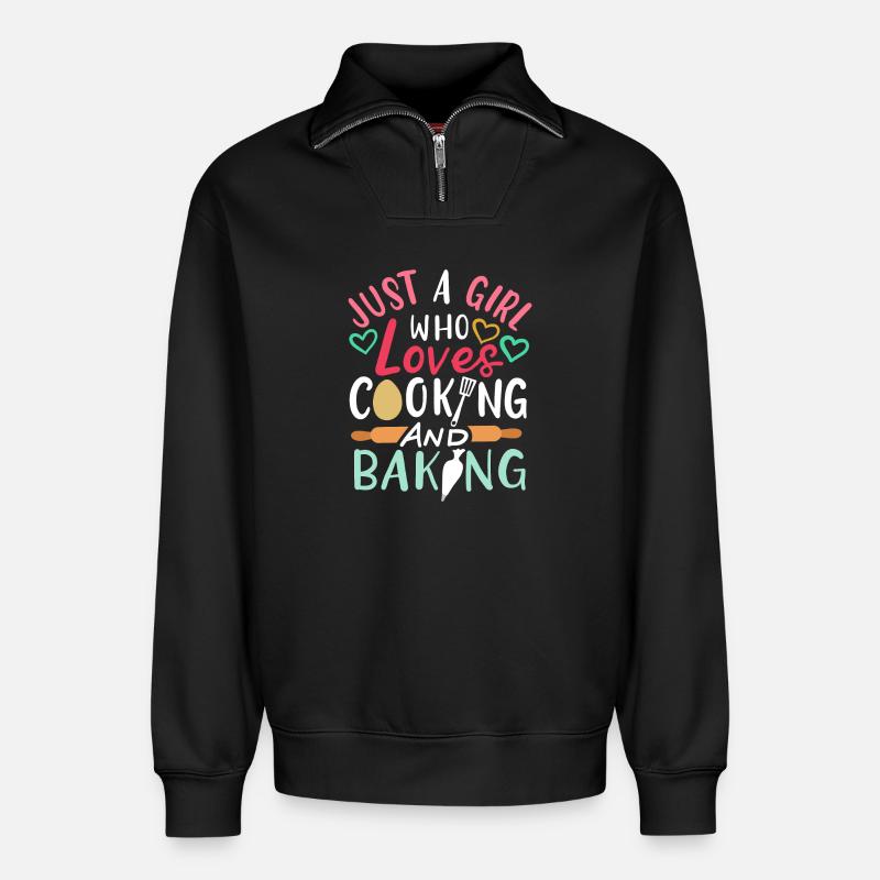 Kochen Backen - Relaxed Unisex Organic Half Zip Sweatshirt – von SPREAD - Schwarz