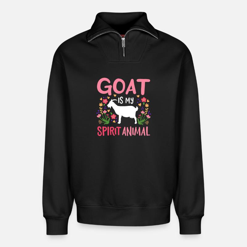 Ziege Ziegen Ziegenhirt - Relaxed Unisex Organic Half Zip Sweatshirt – von SPREAD - Schwarz