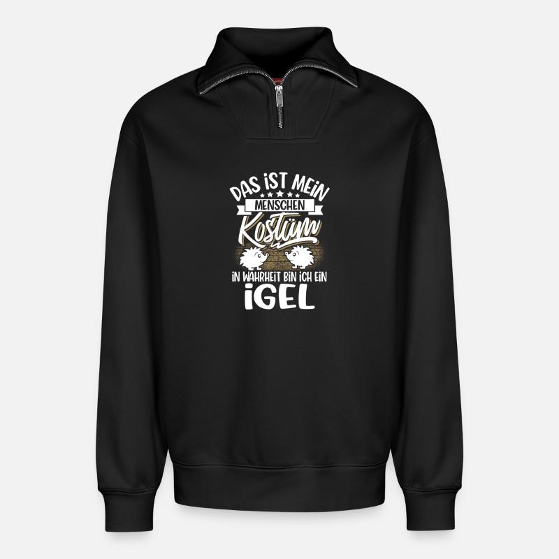 Igel - Relaxed Unisex Organic Half Zip Sweatshirt – von SPREAD - Schwarz