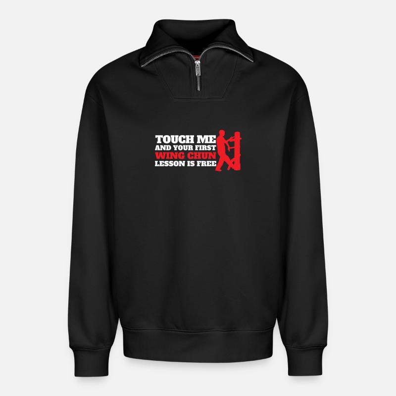 Wing Chun Chinesisch Kampfkunst - Relaxed Unisex Organic Half Zip Sweatshirt – von SPREAD - Schwarz