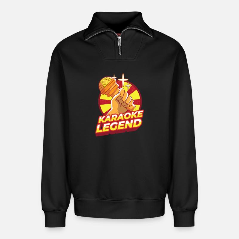 Karaoke Gesang - Relaxed Unisex Organic Half Zip Sweatshirt – von SPREAD - Schwarz
