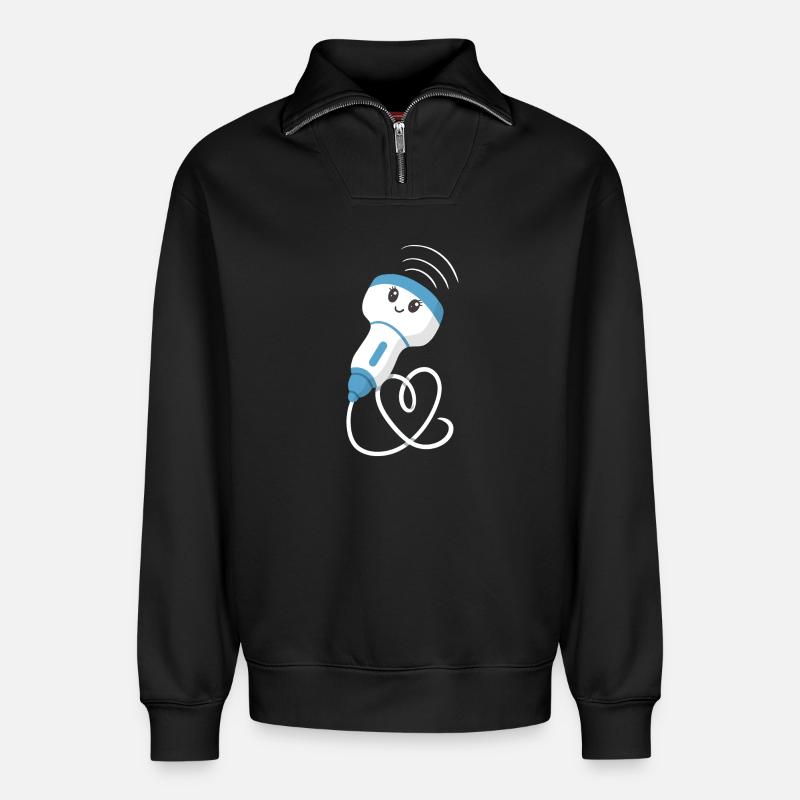 Technicien en échographie sonographique - Sweat unisexe décontracté en coton biologique à demi-zip – de SPREAD - noir