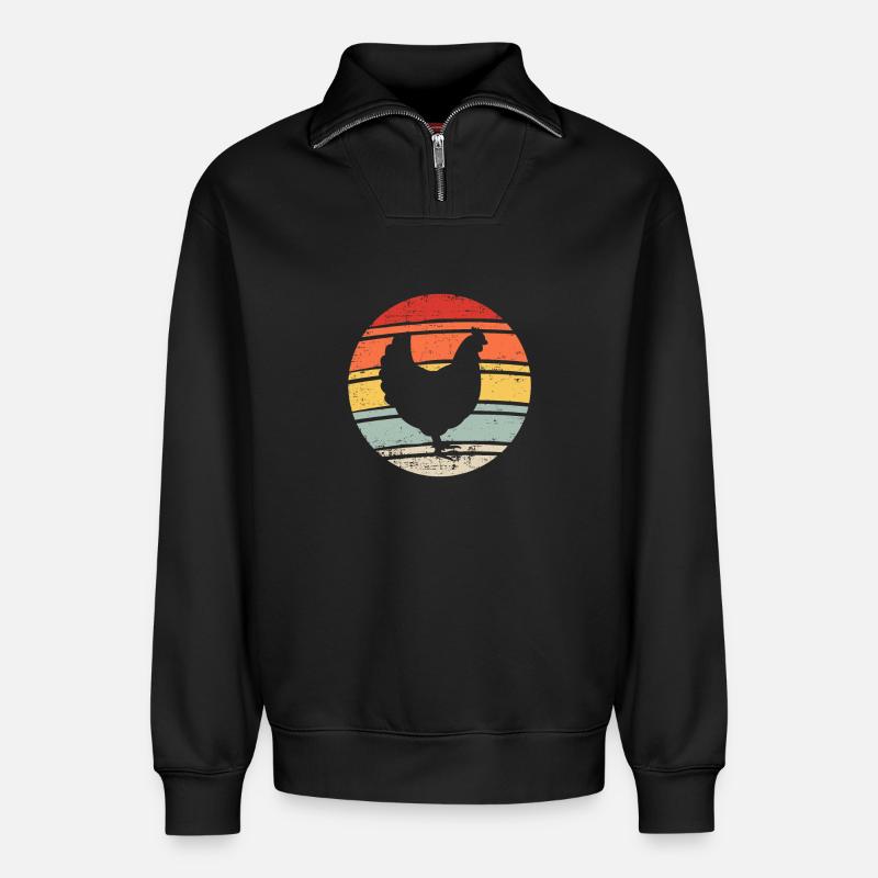 Huhn - Relaxed Unisex Organic Half Zip Sweatshirt – von SPREAD - Schwarz