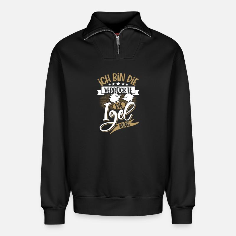 Igel - Relaxed Unisex Organic Half Zip Sweatshirt – von SPREAD - Schwarz