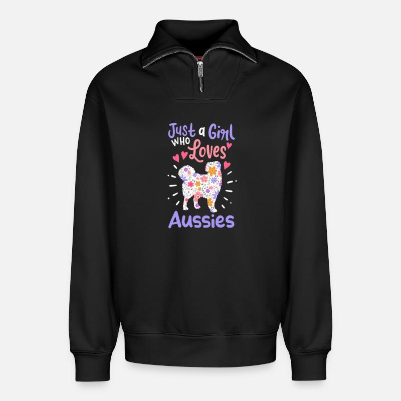 Australian Shepherd - Relaxed Unisex Organic Half Zip Sweatshirt – von SPREAD - Schwarz