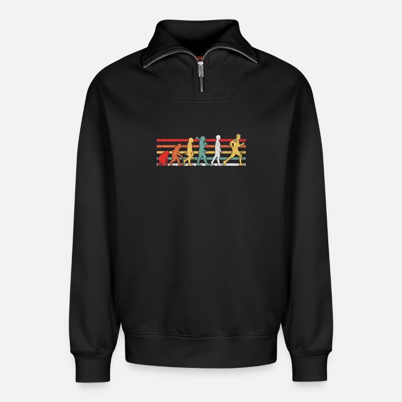Evolution Läufer - Relaxed Unisex Organic Half Zip Sweatshirt – von SPREAD - Schwarz