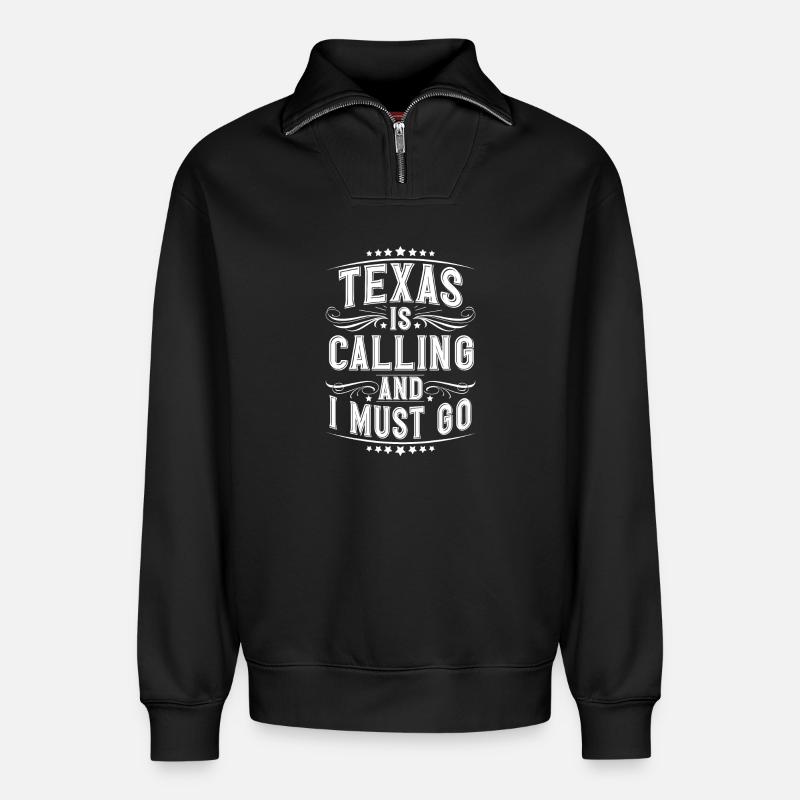 Texas - Sweat unisexe décontracté en coton biologique à demi-zip – de SPREAD - noir
