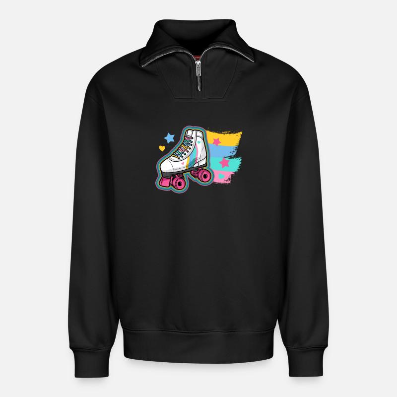 Rollschuhlaufen Rollschuhe - Relaxed Unisex Organic Half Zip Sweatshirt – von SPREAD - Schwarz