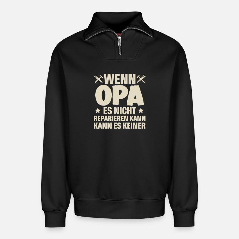 Opa - Relaxed Unisex Organic Half Zip Sweatshirt – von SPREAD - Schwarz