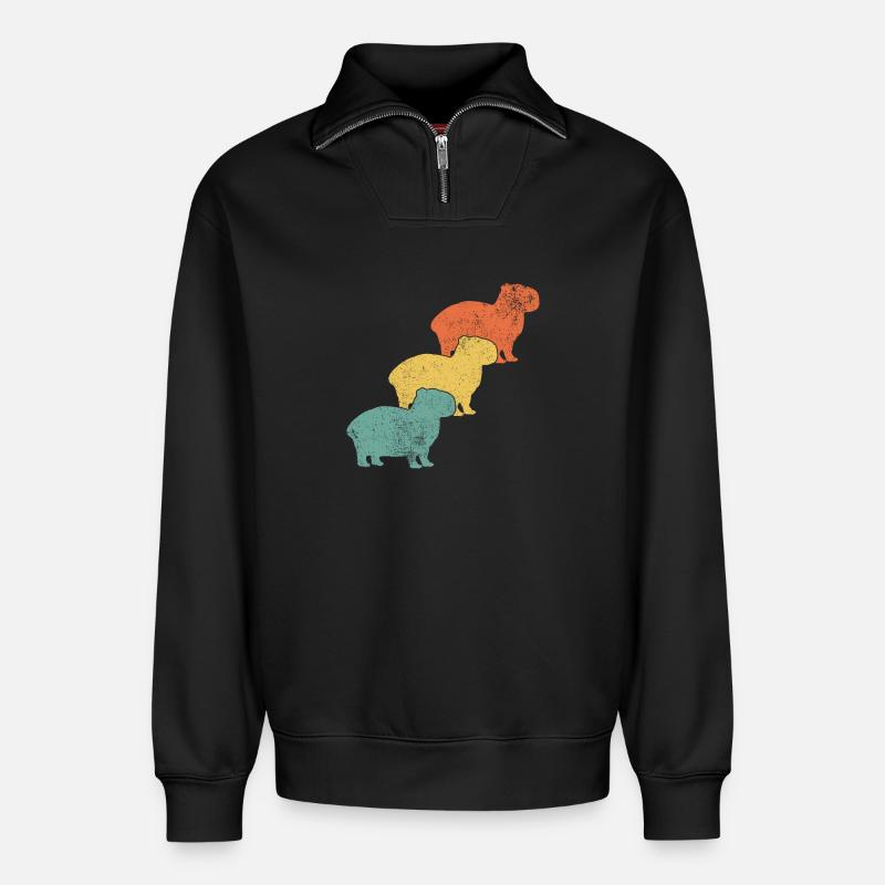 Capybara Capybara-Liebhaber - Relaxed Unisex Organic Half Zip Sweatshirt – von SPREAD - Schwarz
