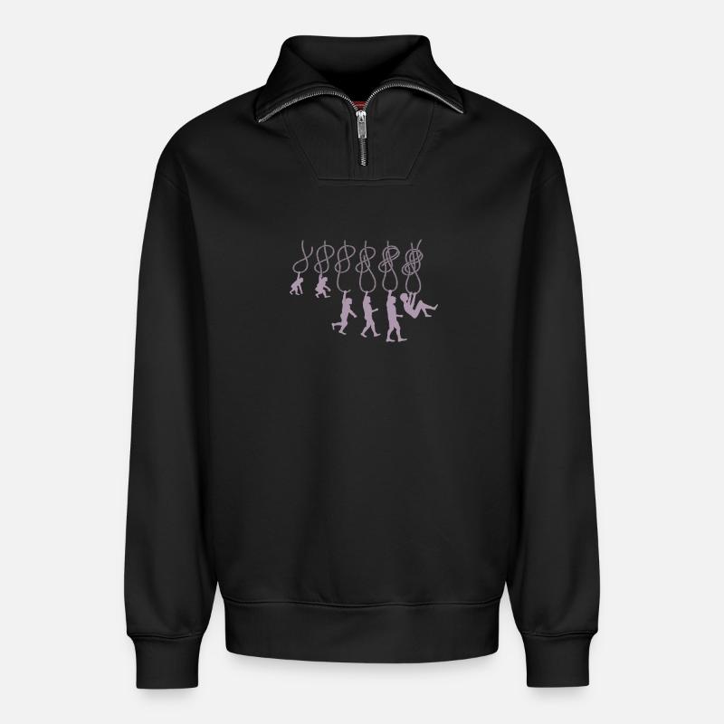 Evolution Klettern Kletterknoten Achter Knoten - Relaxed Unisex Organic Half Zip Sweatshirt – von SPREAD - Schwarz
