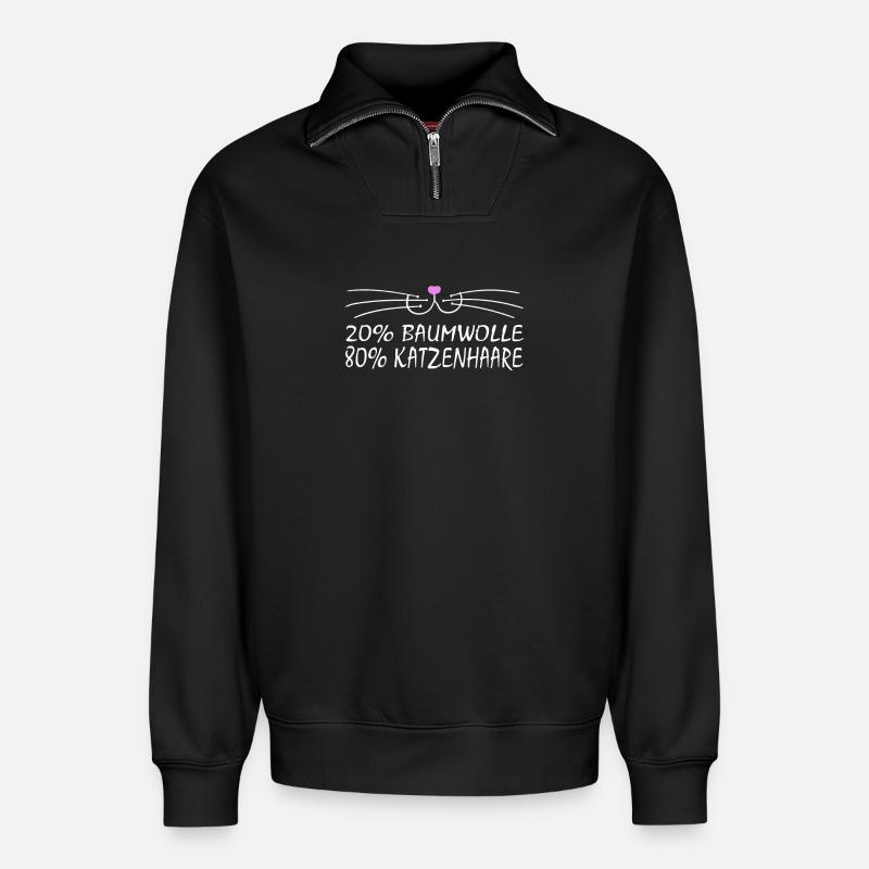Katze Katzen Cat Kätzchen Mieze - Relaxed Unisex Organic Half Zip Sweatshirt – von SPREAD - Schwarz