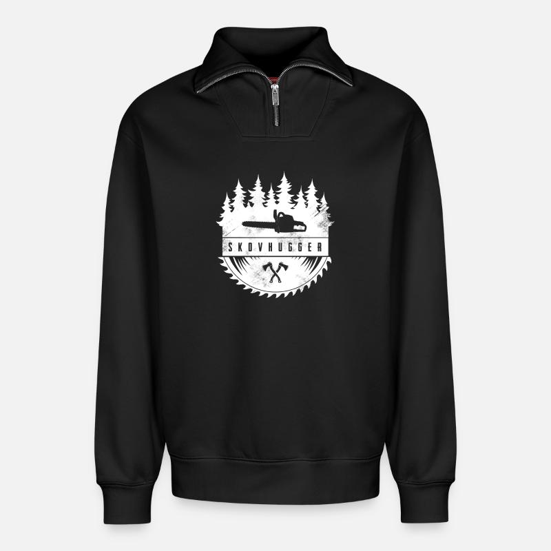 Lumberjack - Relaxed Unisex Organic Half Zip Sweatshirt – by SPREAD - black