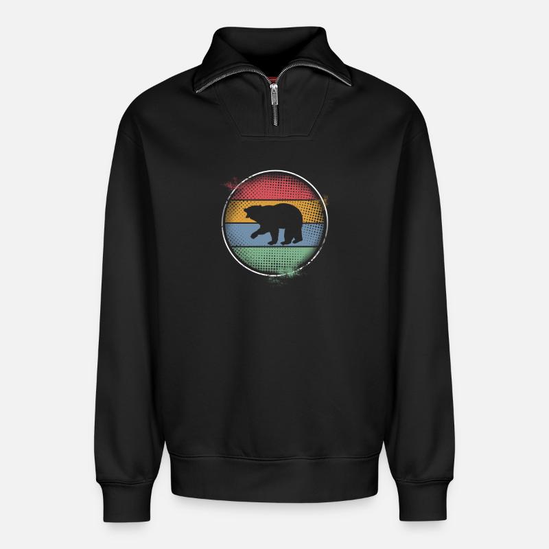 Bear - Relaxed Unisex Organic Half Zip Sweatshirt – by SPREAD - black