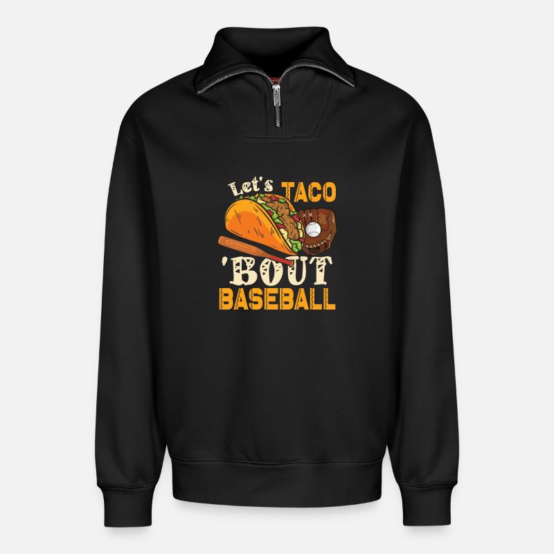 Let's Taco Bout Baseball - Sweat unisexe décontracté en coton biologique à demi-zip – de SPREAD - noir