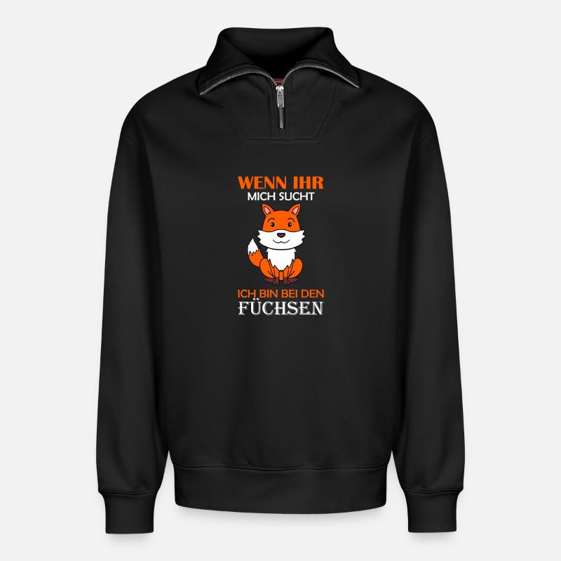 Wald Wildtier Fuchs Geschenk - Relaxed Unisex Organic Half Zip Sweatshirt – von SPREAD - Schwarz