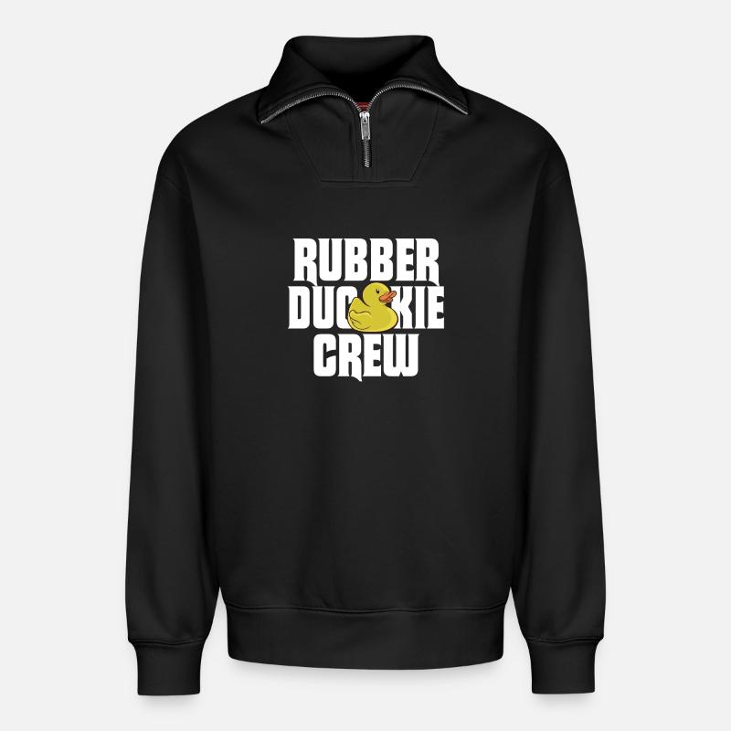 Rubber Duck Rubber Duckie Crew - Relaxed Unisex Organic Half Zip Sweatshirt – von SPREAD - Schwarz
