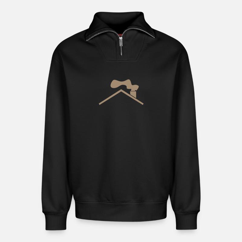 Haus Dach - Relaxed Unisex Organic Half Zip Sweatshirt – von SPREAD - Schwarz