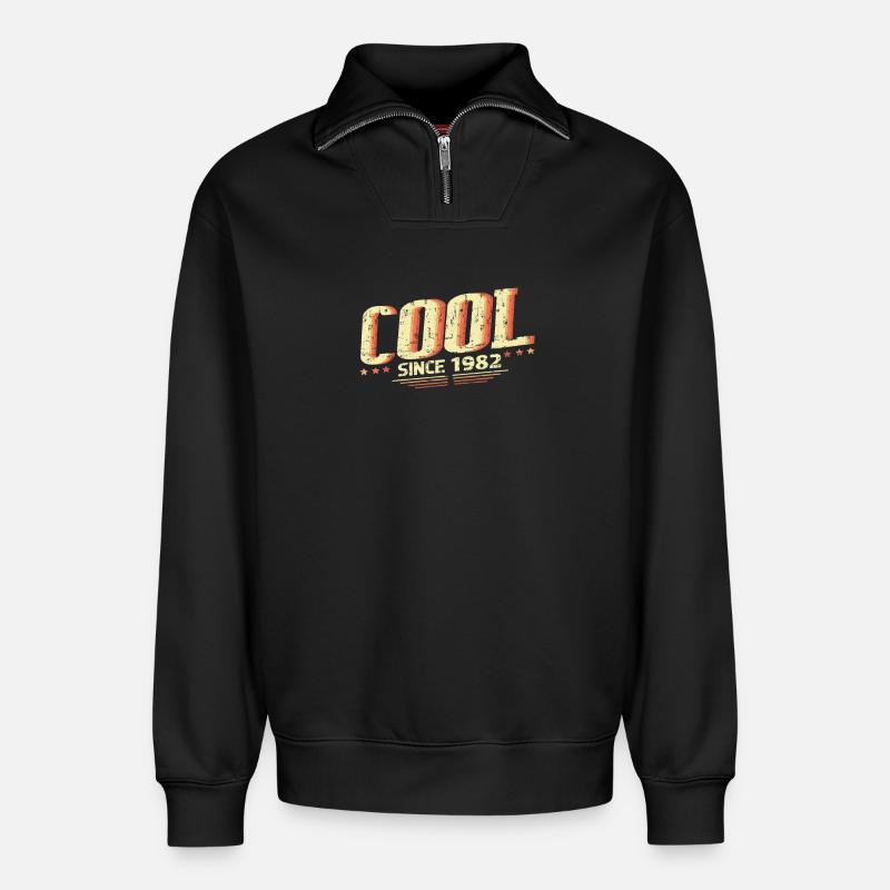 Cool depuis 1982 - Sweat unisexe décontracté en coton biologique à demi-zip – de SPREAD - noir