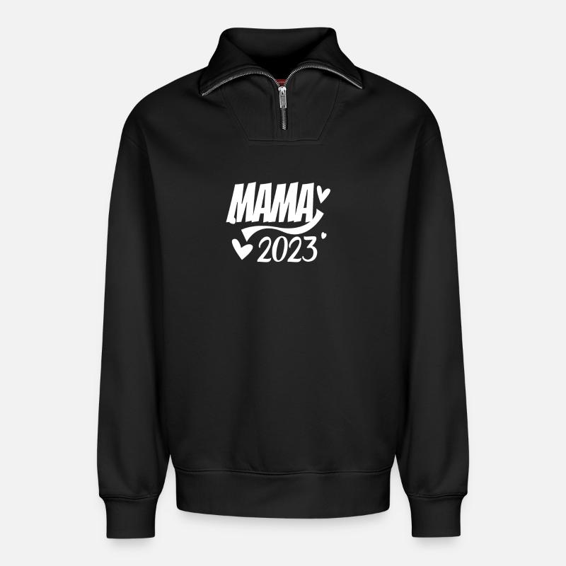 Mama 2023 - Relaxed Unisex Organic Half Zip Sweatshirt – von SPREAD - Schwarz