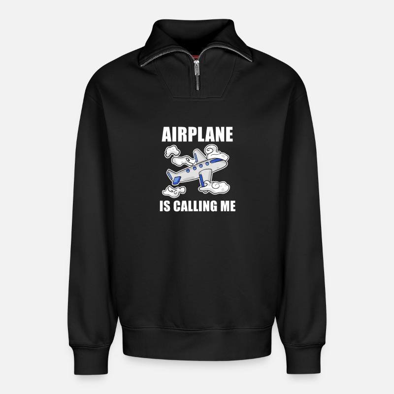 Airplane Airplane Pilot Gift - Relaxed Unisex Organic Half Zip Sweatshirt – by SPREAD - black