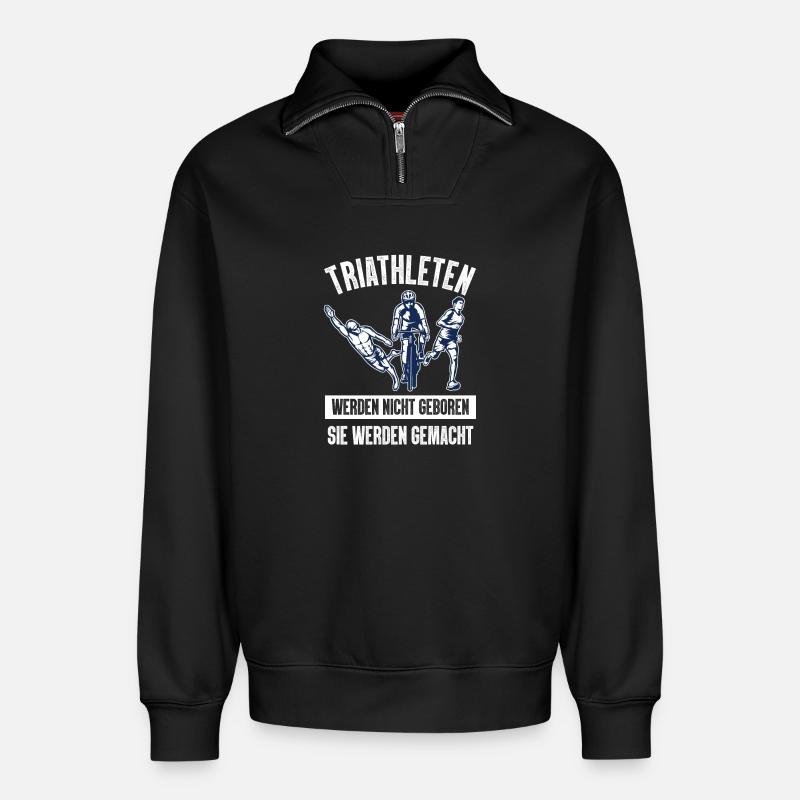 Triathleten Werden Nicht Triathlon - Relaxed Unisex Organic Half Zip Sweatshirt – von SPREAD - Schwarz