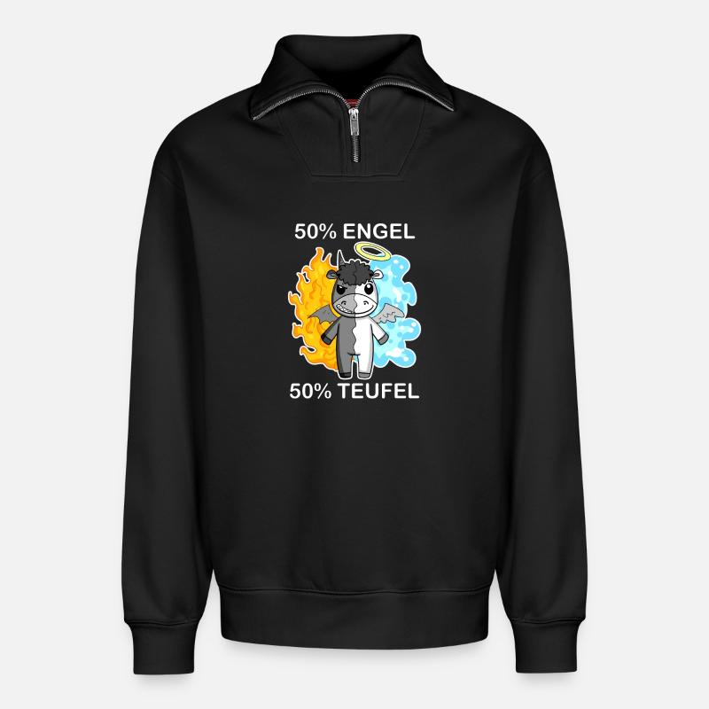 Esel - Engel und Teufel - Relaxed Unisex Organic Half Zip Sweatshirt – von SPREAD - Schwarz