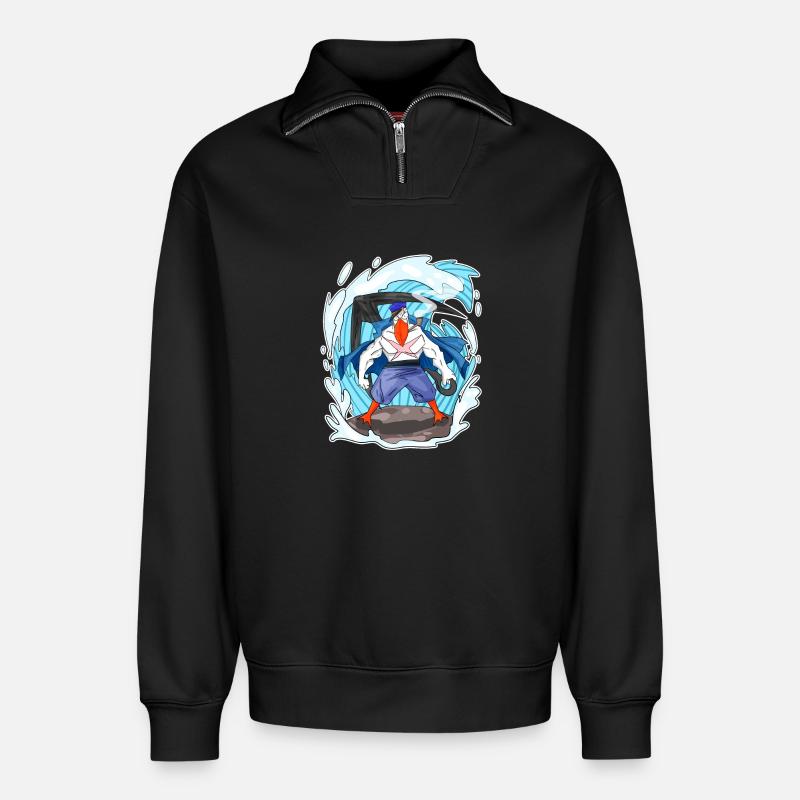 Mouette - Sweat unisexe décontracté en coton biologique à demi-zip – de SPREAD - noir