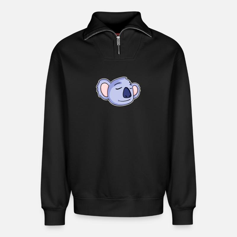 Koala Kopf Koalas - Relaxed Unisex Organic Half Zip Sweatshirt – von SPREAD - Schwarz