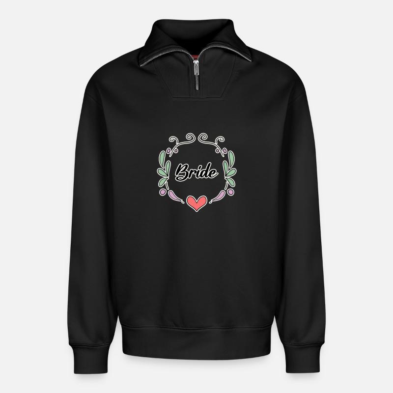 Bride Bachelorette Party - Relaxed Unisex Organic Half Zip Sweatshirt – by SPREAD - black