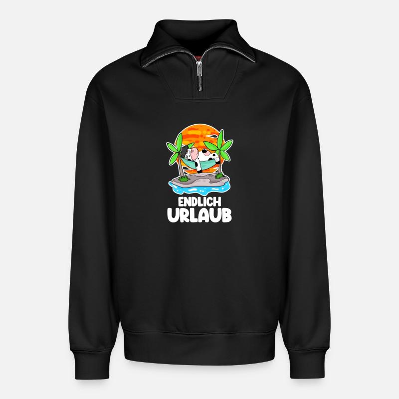 Urlaub - Relaxed Unisex Organic Half Zip Sweatshirt – von SPREAD - Schwarz